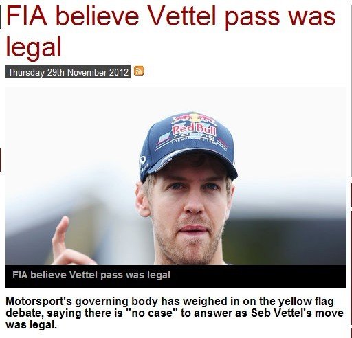 FIA确认维特尔超车合法 三冠王头衔毫无争议