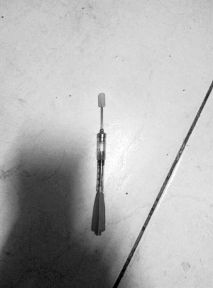 11月25日,窦某在发布的网帖中公布了刺中自己的针头和胳膊上的红点。网络截图