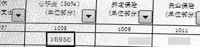 山西高缴存者工资条截图:16950元/月