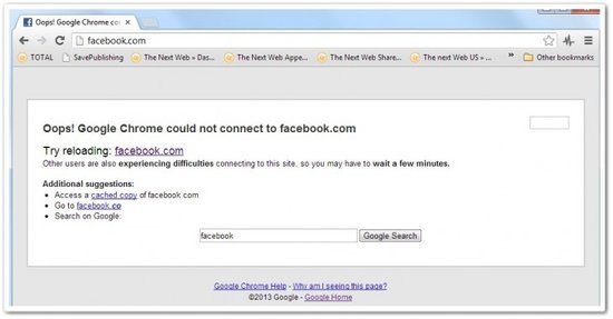Facebook突然出现断网事故 北美部分地区受影响
